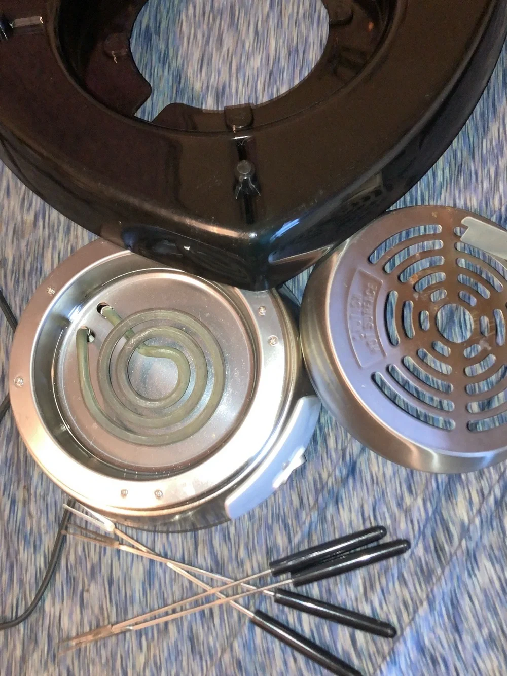 Black Electric Burner/Hot Plate with Stainless Steel Vent